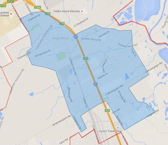 hutchins West Nile Virus Spraying Map