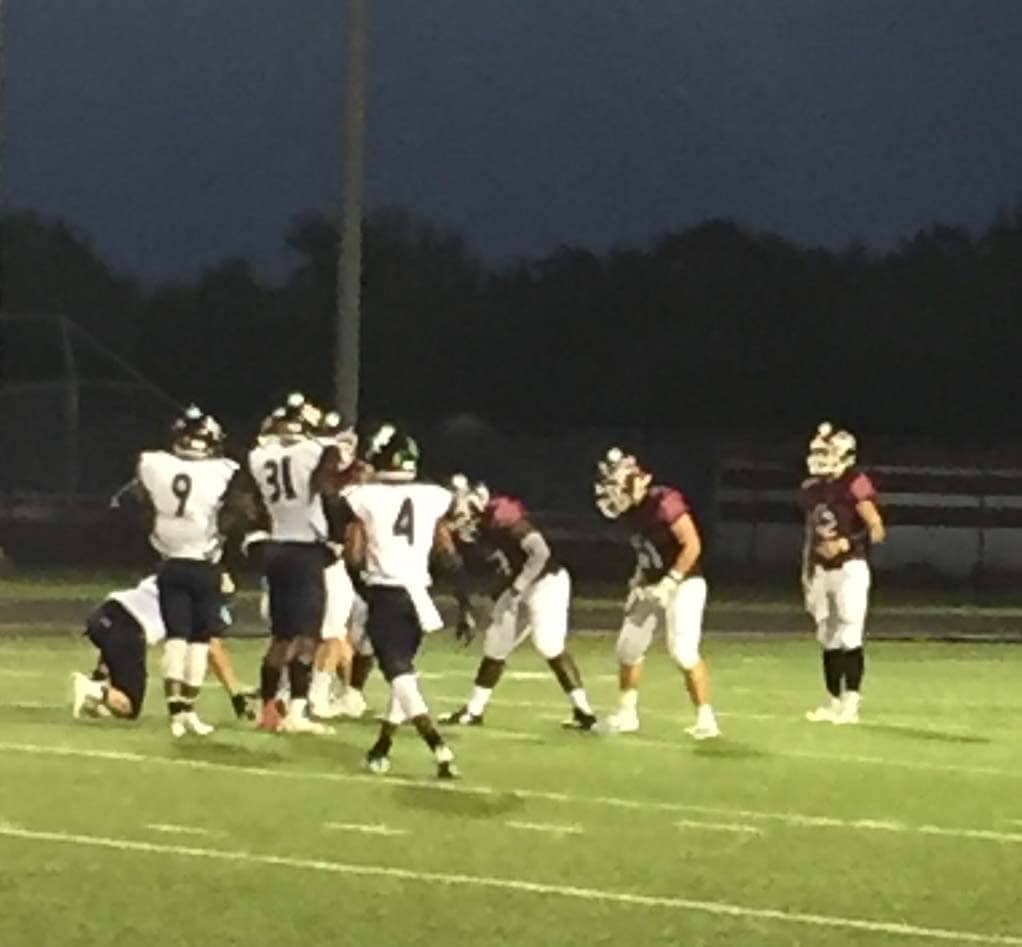 Hawks Red Zone Defense lines up to hold Arlington Heights on Friday, September 2, 2016. (Tabatha Chovanetz/Focus Daily News)