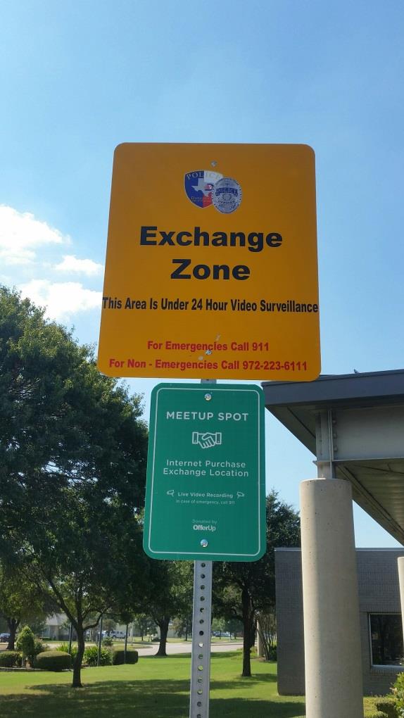 Pedestrians may also use the front sidewalk or the lobby area of the Duncanville Police Station where the transactions are recorded by a surveillance camera system.