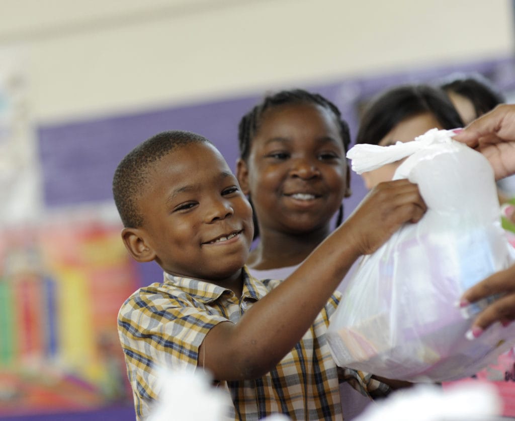 North Texas Food Bank, located in Dallas, TX, runs a BackPack Program for children at risk of hunger. Feeding America’s BackPack Program, administered through network food banks, provides food to kids for weekends and school vacations.