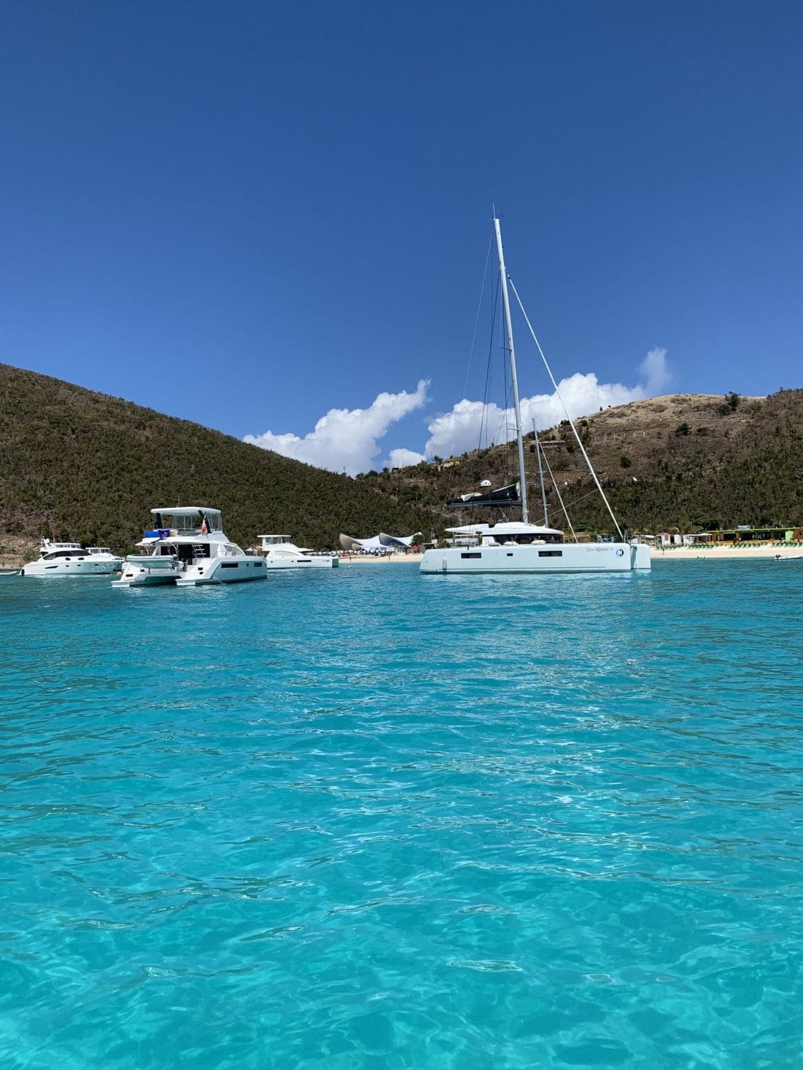 Catamarans anchored in Jost Van Dyke