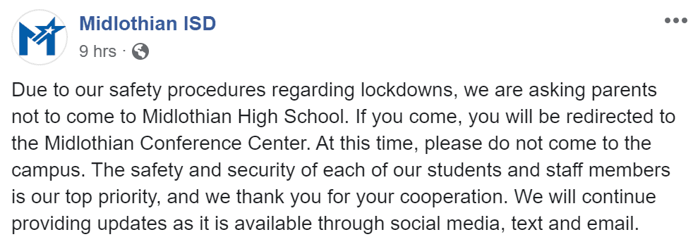 Midlothian High School Lockdown