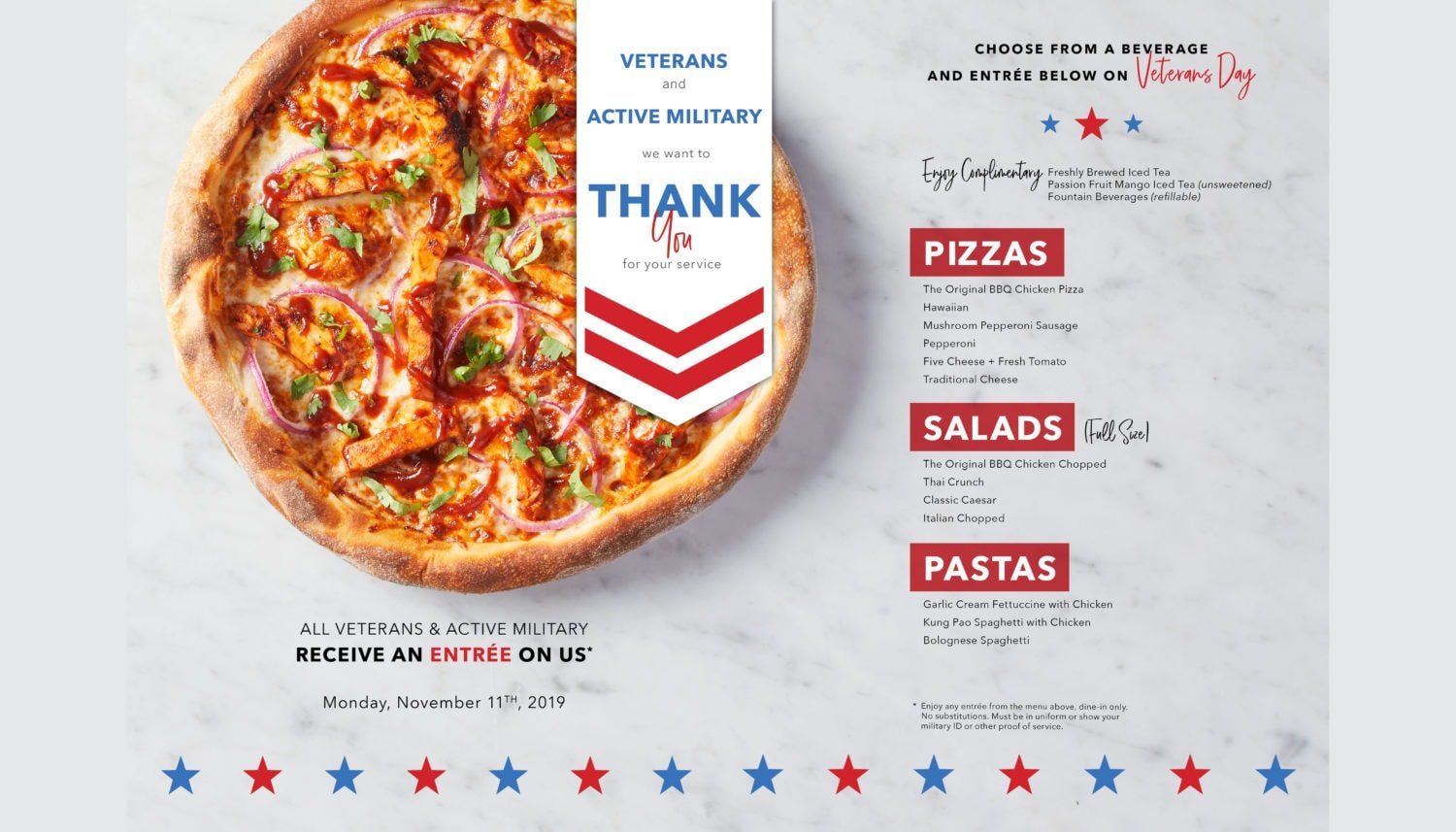 2019 Veterans Day free meals