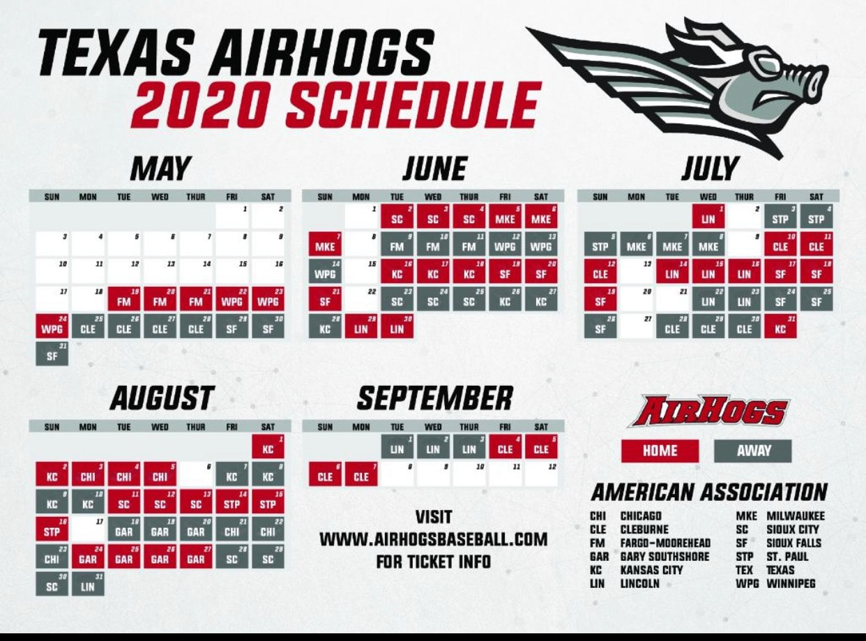 2020 Airhogs schedule