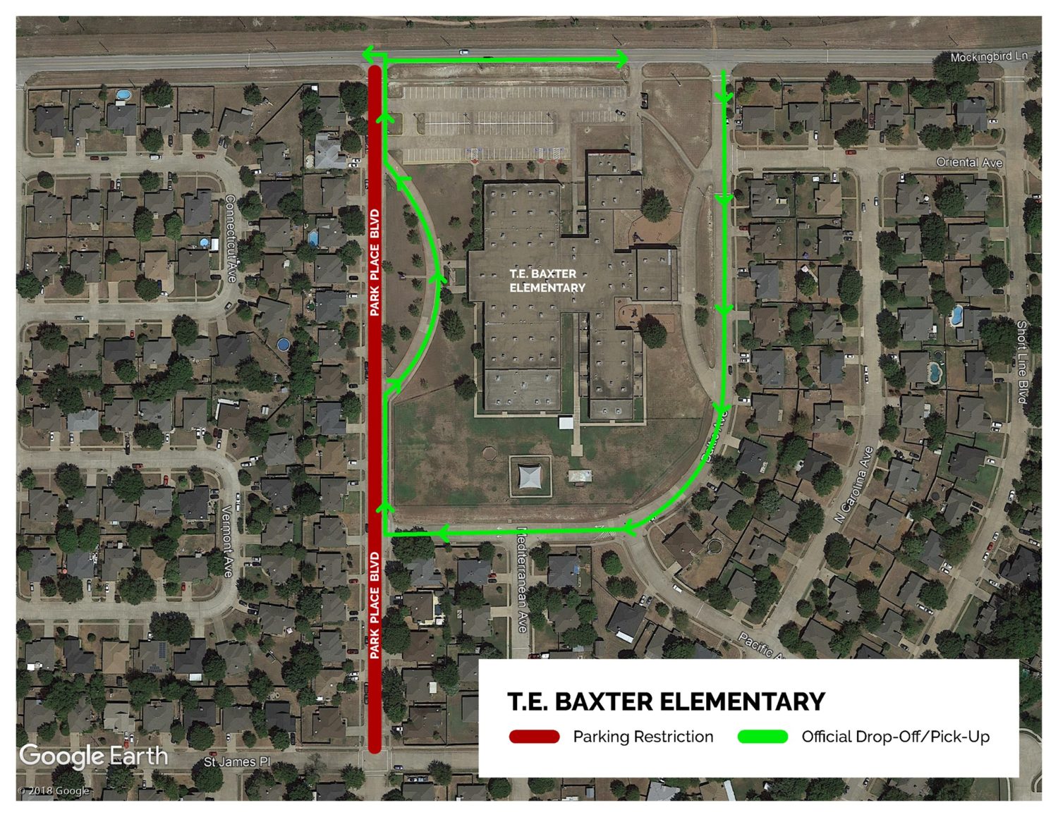 TE Baxter Drop Off Map
