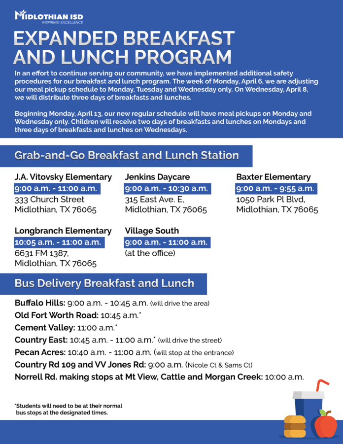 Midlothian ISD meal pickup