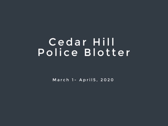 Cedar Hill Police Blotter March 2020