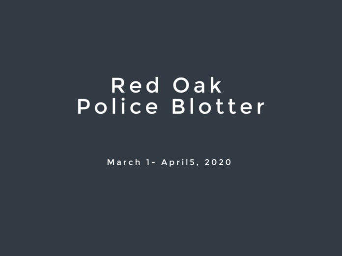 Red Oak Police Blotter March 2020