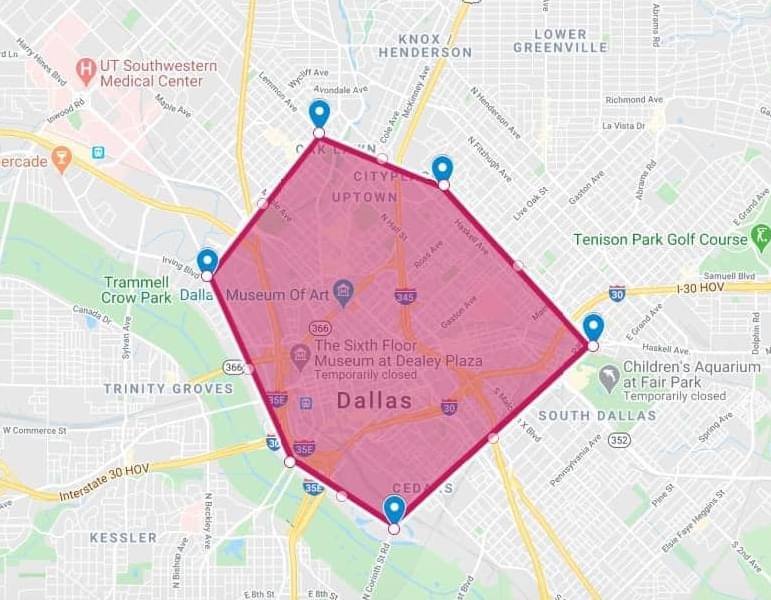 Dallas curfew region