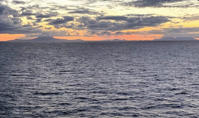 Ocean with clouds at sunset