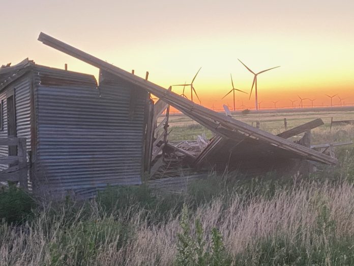 windmills at sunset in New Mexico