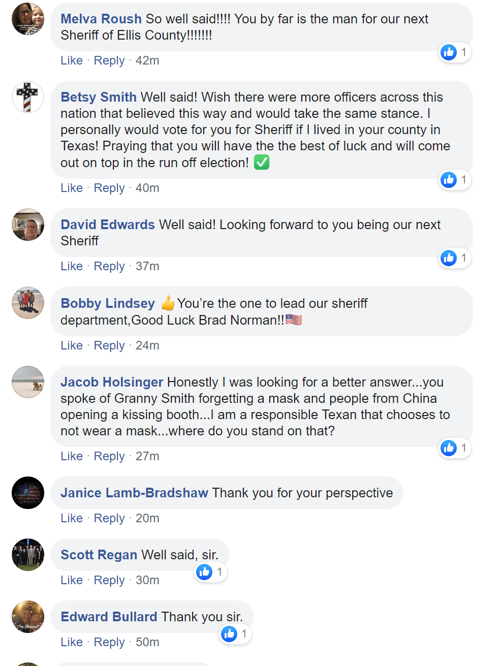 Comments on Brad Norman Facebook