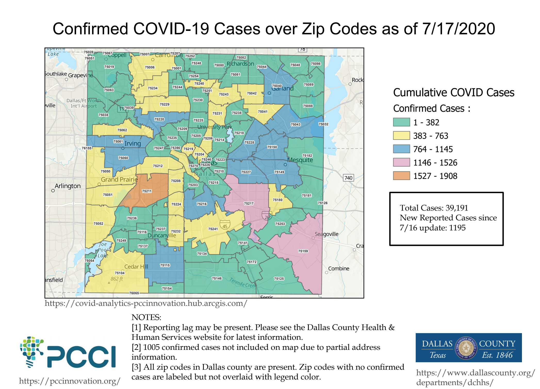 map of COVID19 in Dallas County