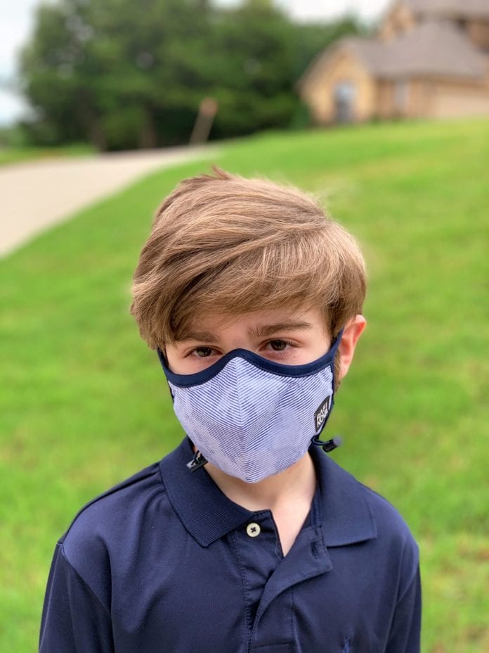 9 year old wearing a teen performance face mask