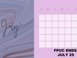 JUly 2020 calendar graphic