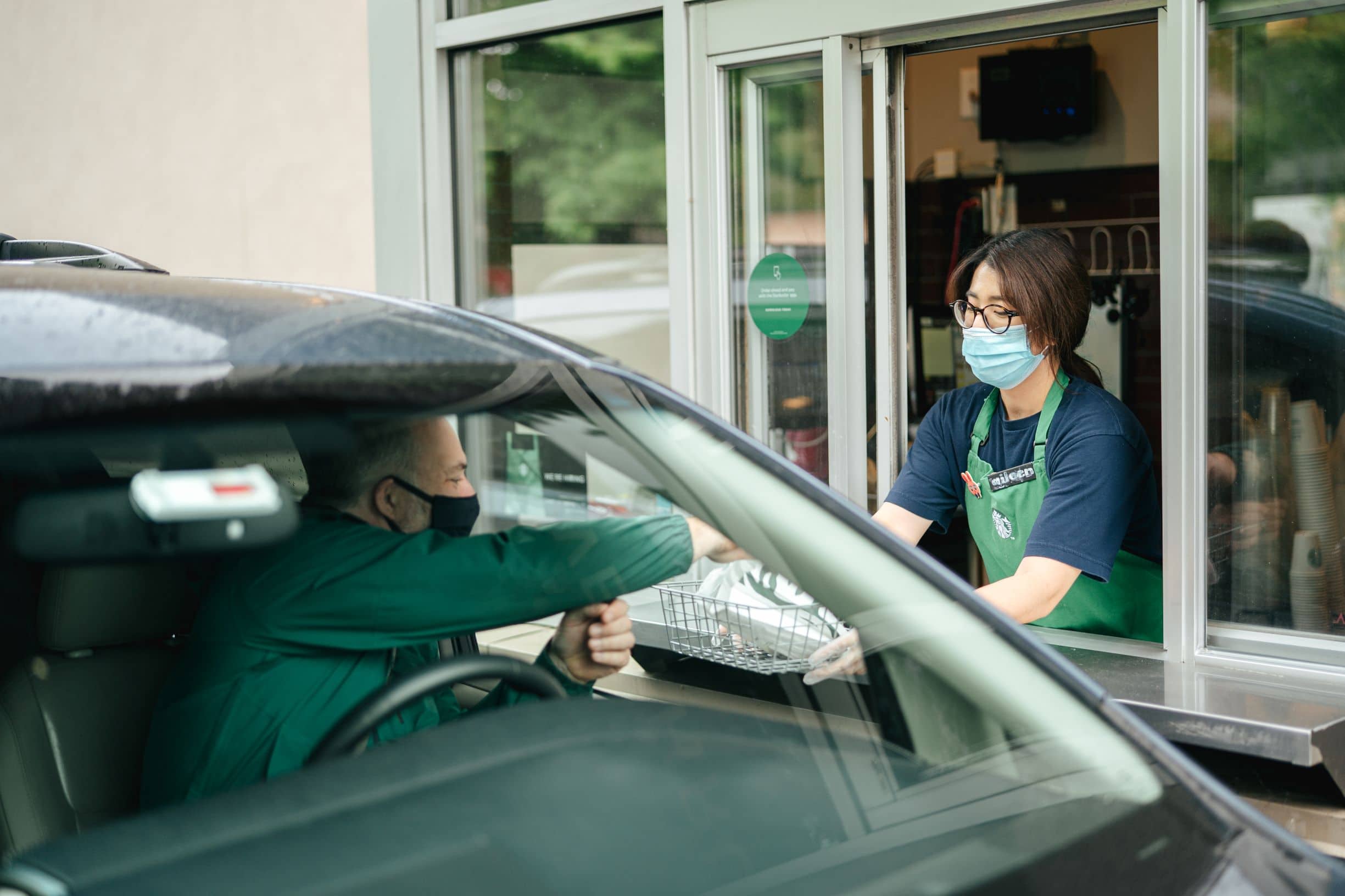 Starbucks drive-thru facemasks