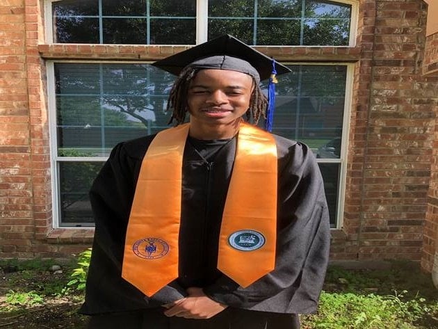 duncanville grad Klaeb Berry in graduation gown