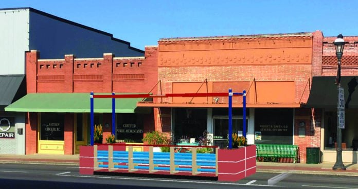 rendering of parklet in Mansfield Texas