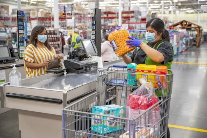 shopper wearing face masks