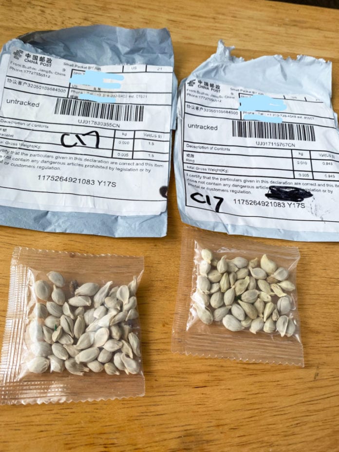 packets of mystery seeds from China