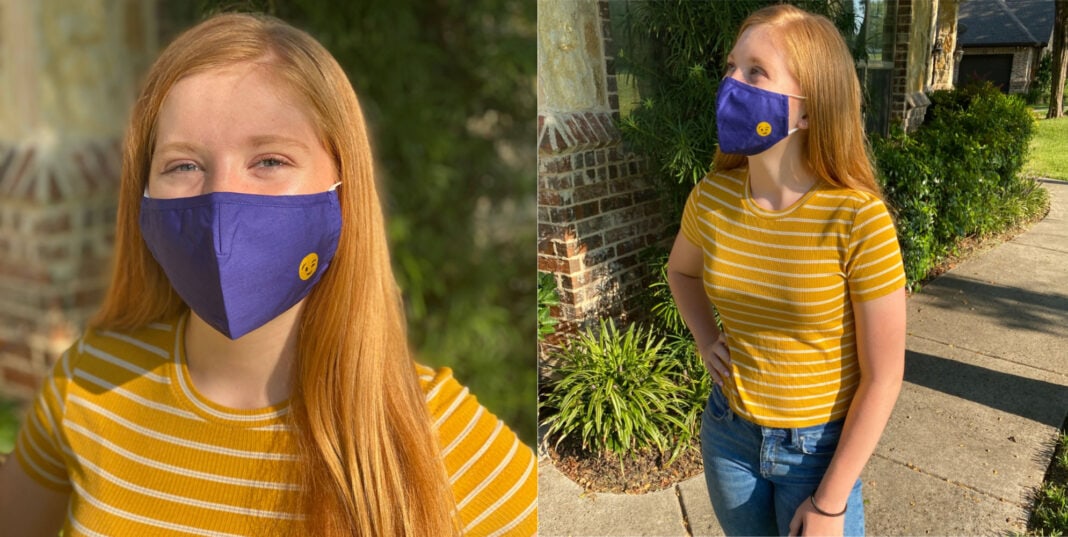 Teen wearing face mask from beau ties ltd