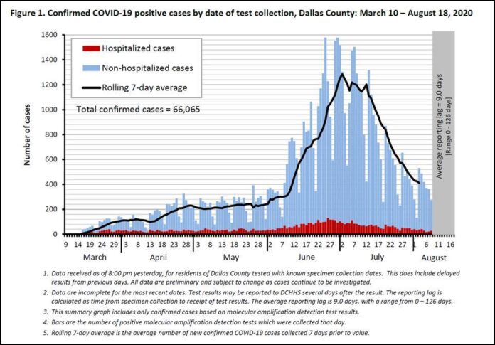 Dallas County COVID 19 chart Aug 18