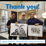 Texas Artist Gifts DeSoto PD With Hand Drawn Pieces of Art Artist Steve Blundell with DeSoto Police Department