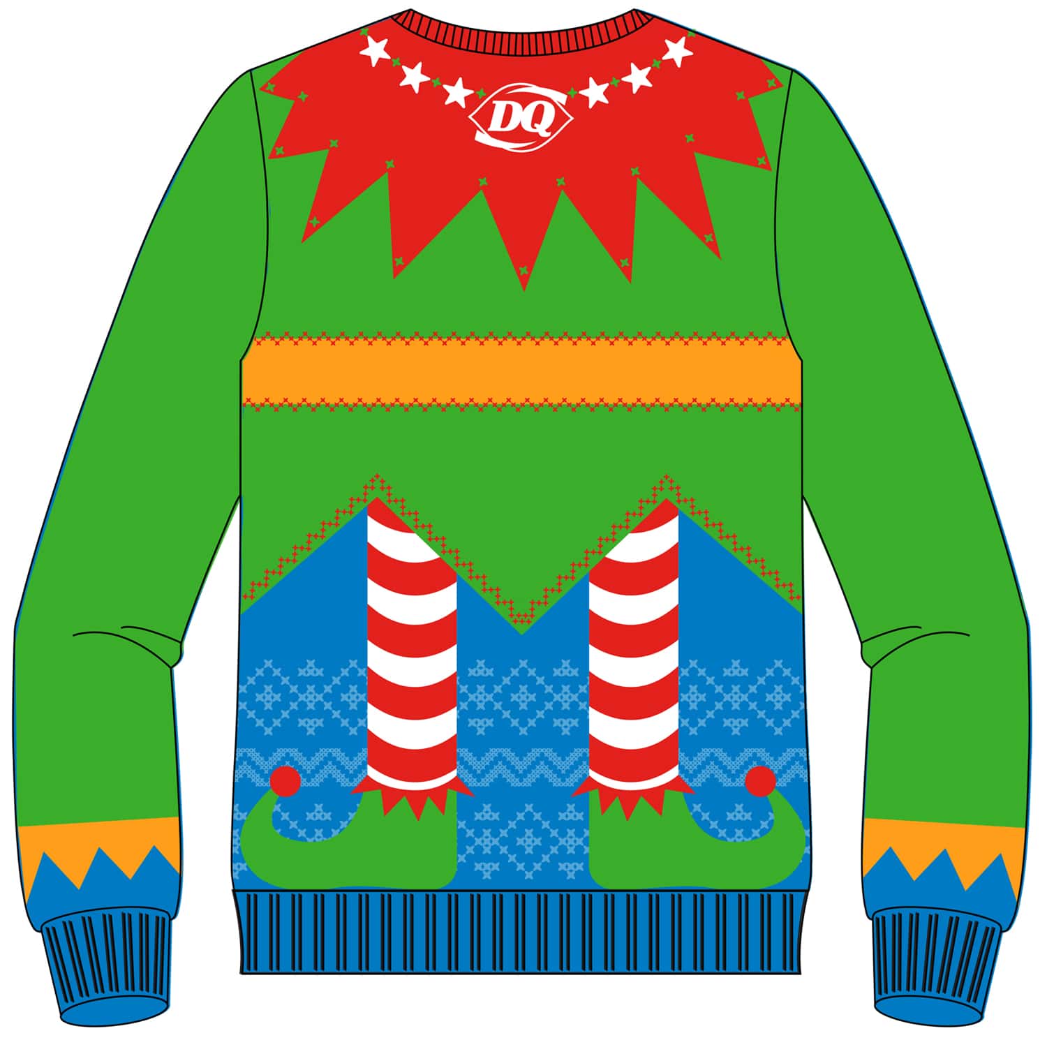 back of Dairy Queen holiday sweater