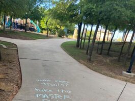 Mansfield Park chalk on sidewalk