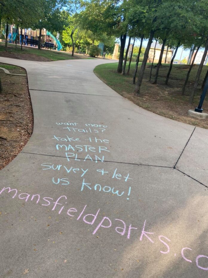 Mansfield Park chalk on sidewalk