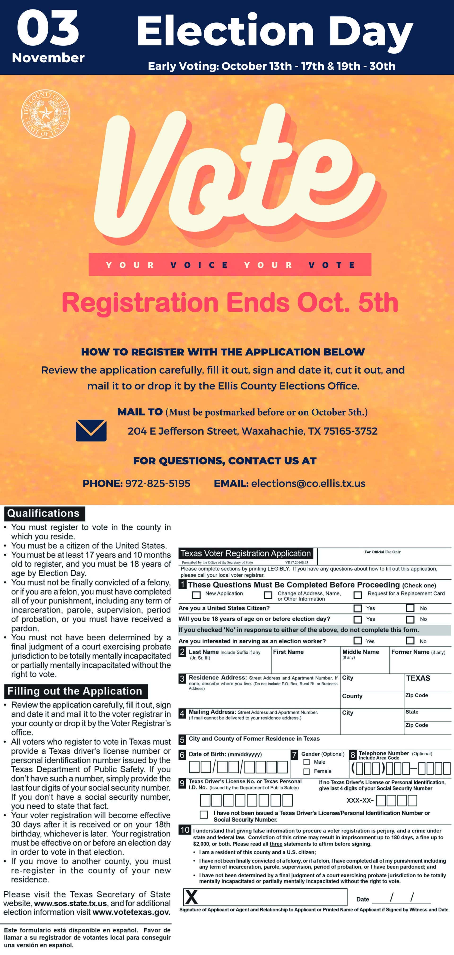 Ellis County Voting Schedule & Locations - Focus Daily News