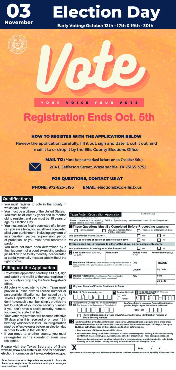 Ellis County Voting Schedule & Locations Focus Daily News