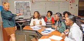 DeSoto Teacher Wins Humanities Texas 2020 Outstanding Early Career Teaching Award Cora Garner in classroom