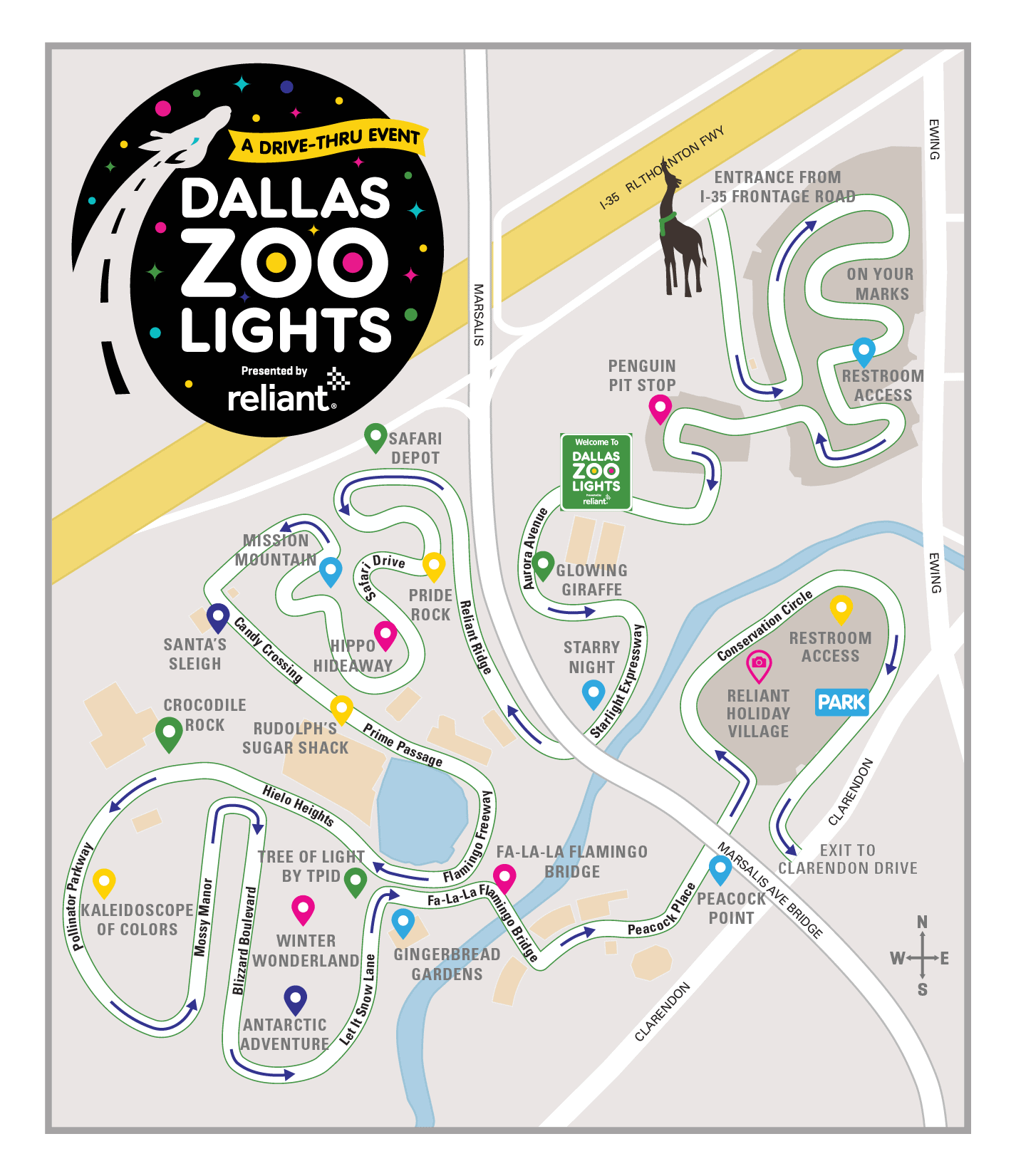 Dallas Zoo lights map