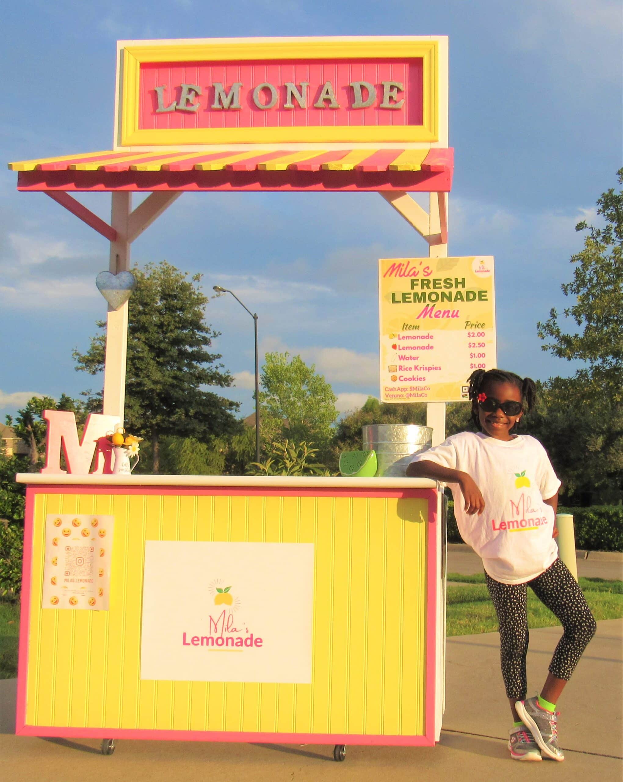 Mila with her lemonade stand