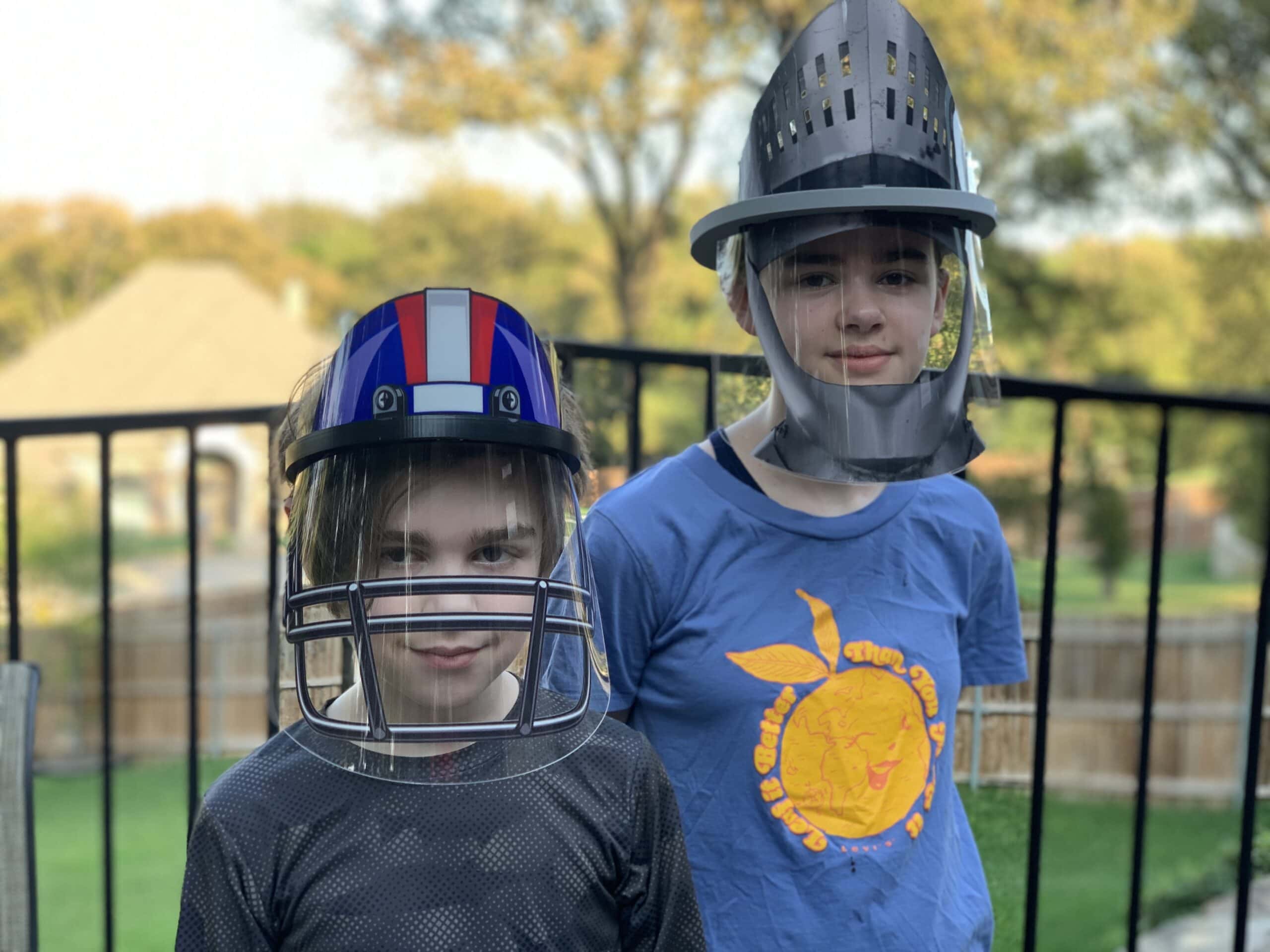 kids wearing face shields