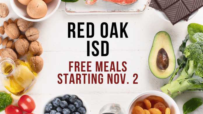 Red Oak ISD free meals graphic