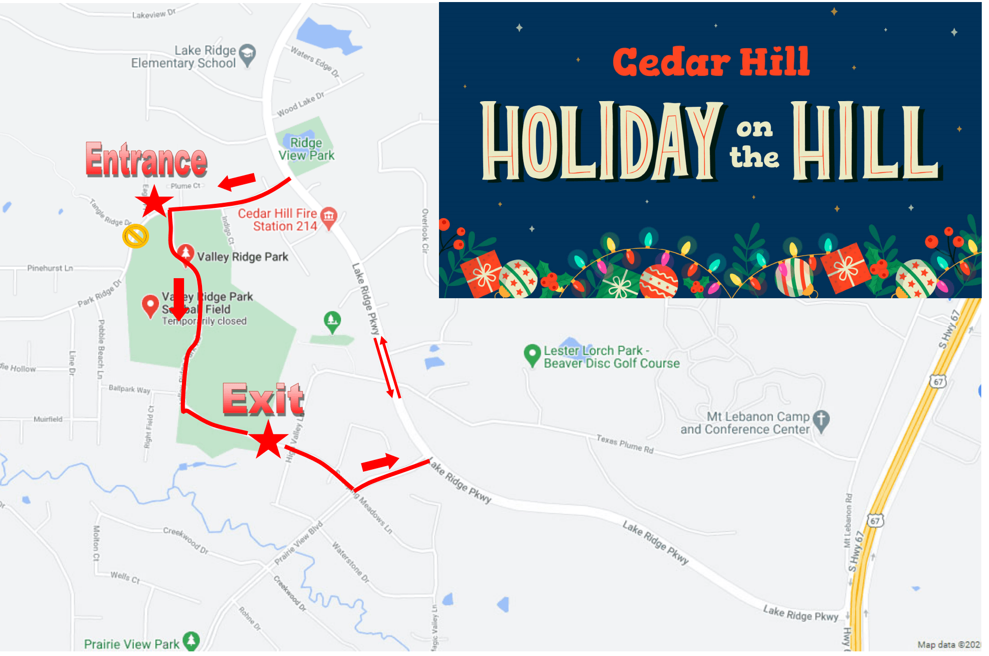 Cedar Hill Holiday on the Hill map