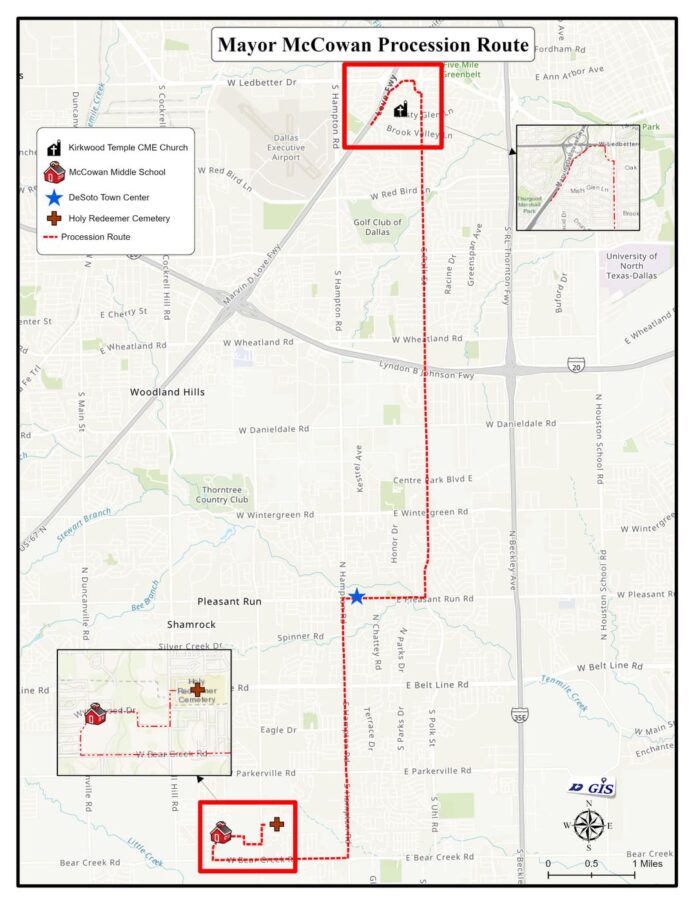 Map of funeral route Mayor McCowan