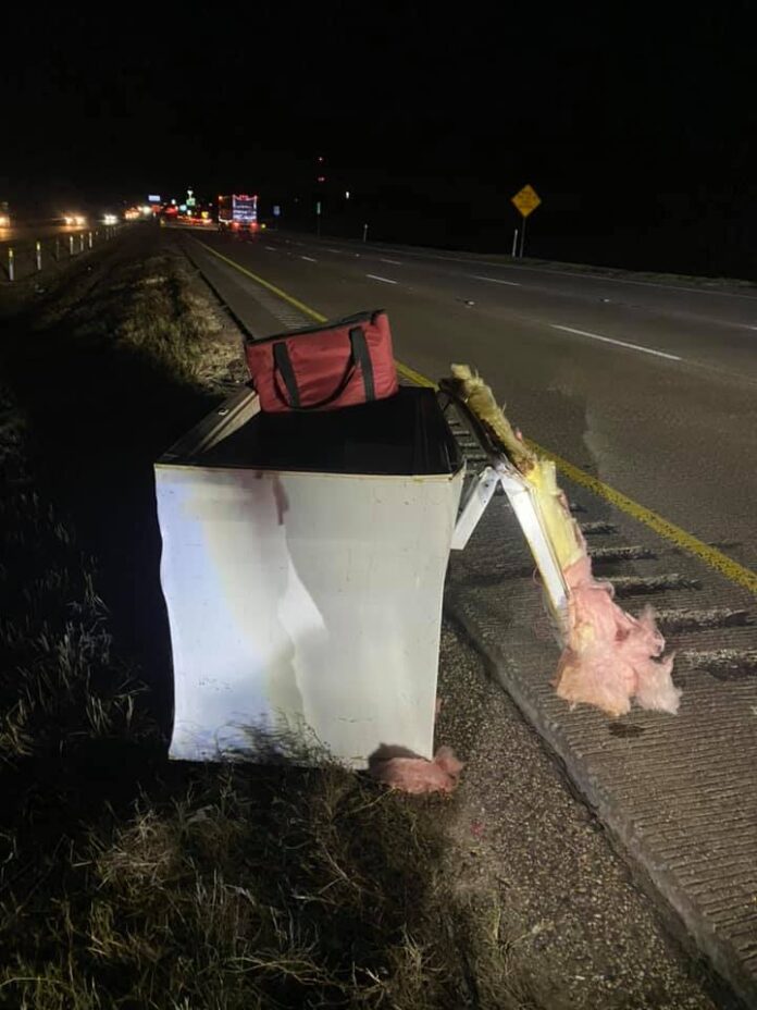 Refrigerator on highway