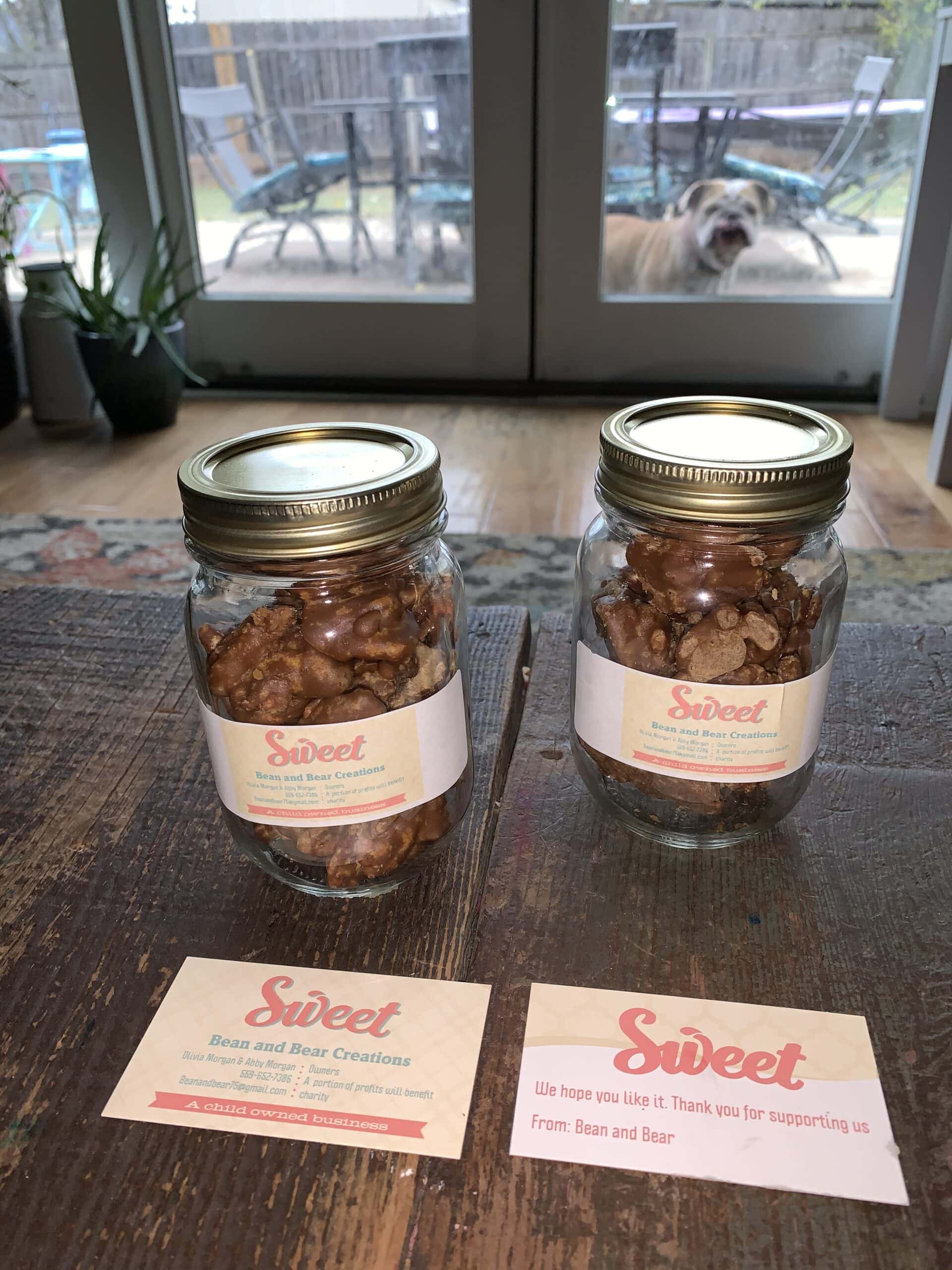 candied nuts in mason jar