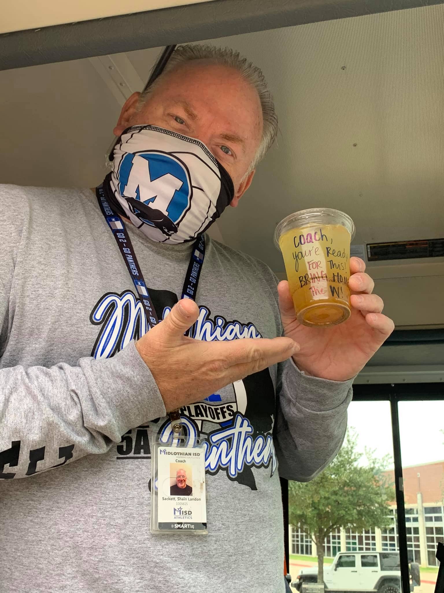 Coach Sackett with face mask