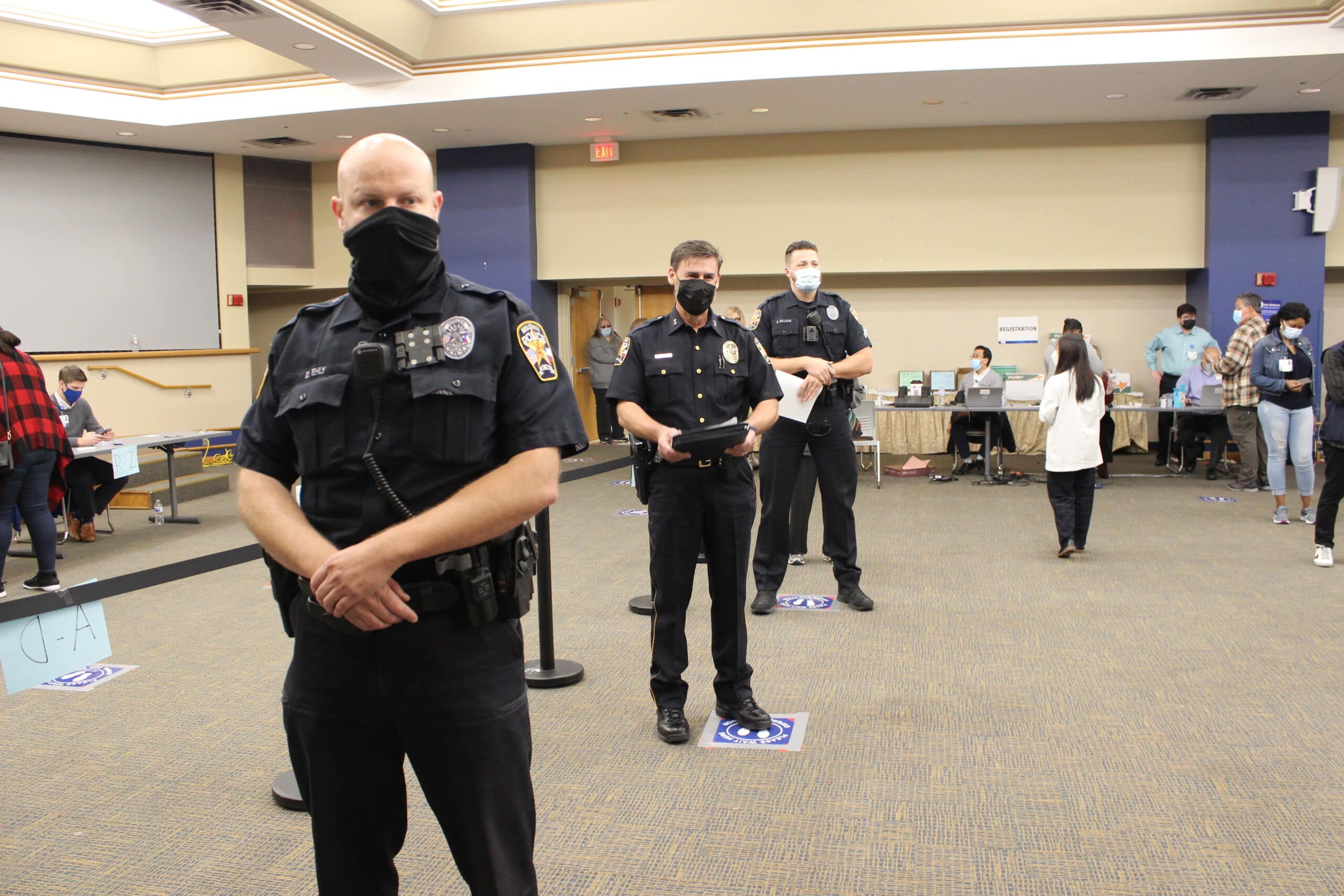 Police officers in line