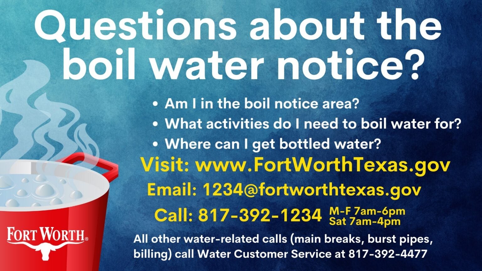 North Fort Worth Boiling Notice Lifted, West Ft. Worth Still In Effect