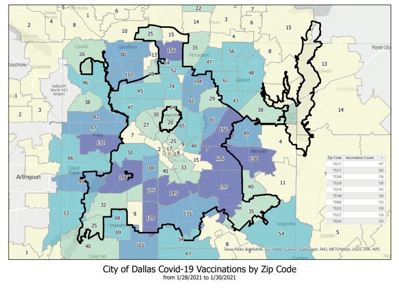 COVID vaccine zip code map