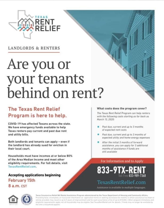 Texas rent relief flyer