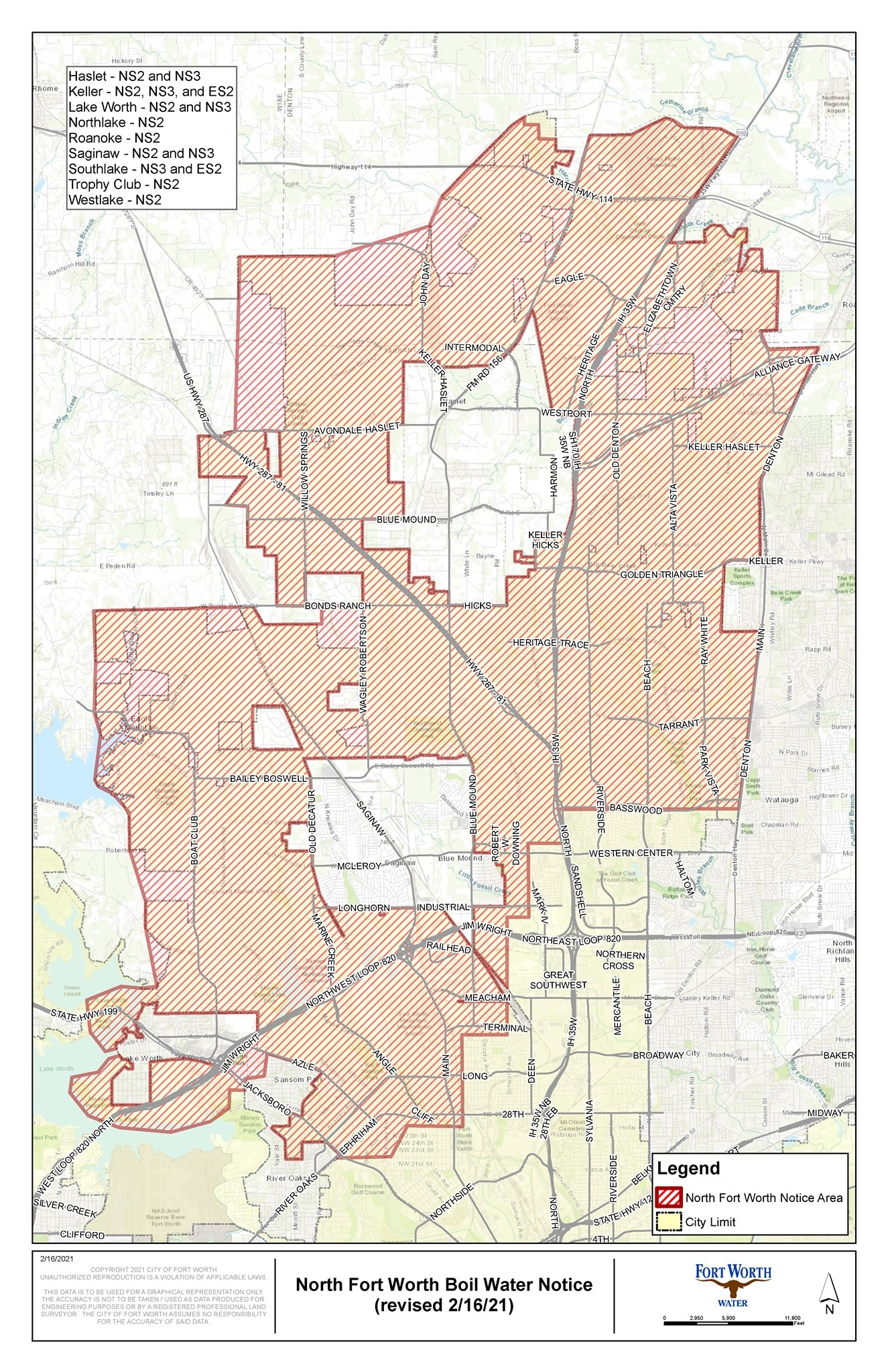 ft worth map boil notice