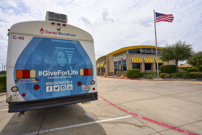 bus in front of McDonalds