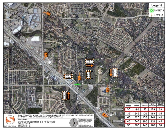 Cedar Hill street closure map