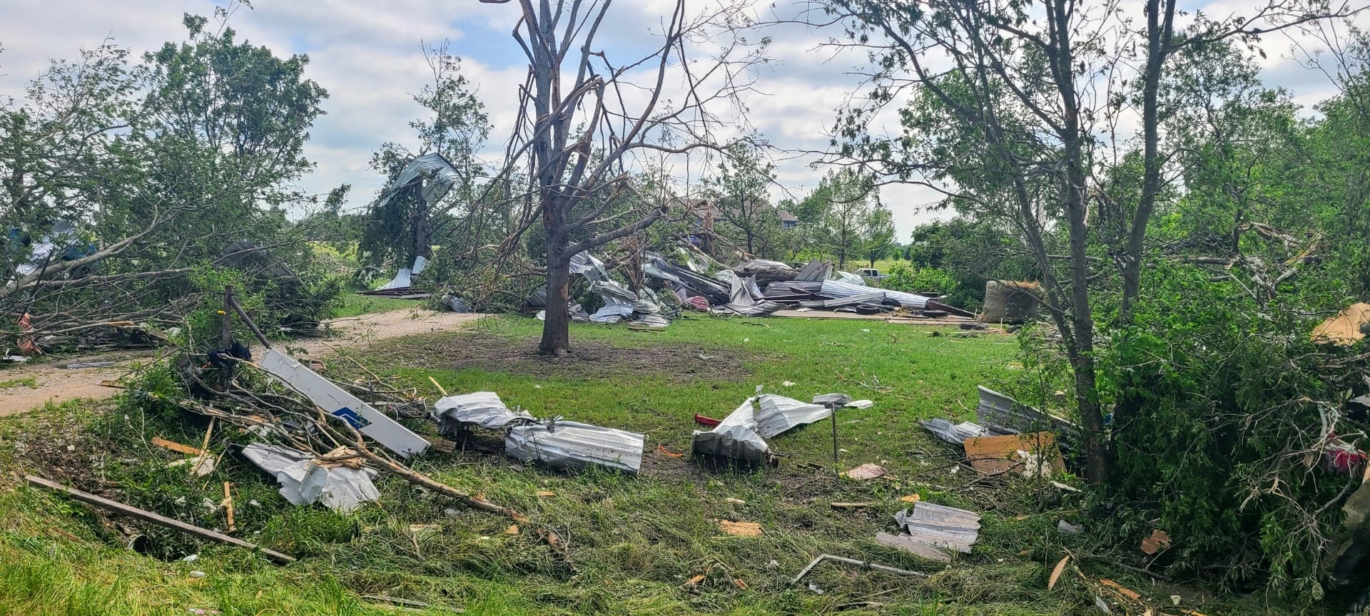 Storm damage from EF2 tornado in Ellis County